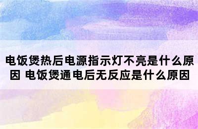 电饭煲热后电源指示灯不亮是什么原因 电饭煲通电后无反应是什么原因